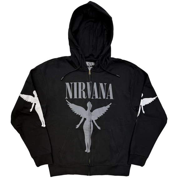 Nirvana - In Utero Mono - Unisex Cipzáras Kapucnis Pulóver - NIRVZHD91MC