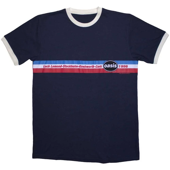 Oasis - 1996 Tour Horizontal Stripes - Unisex Szegélyes Póló - OASTS16MN