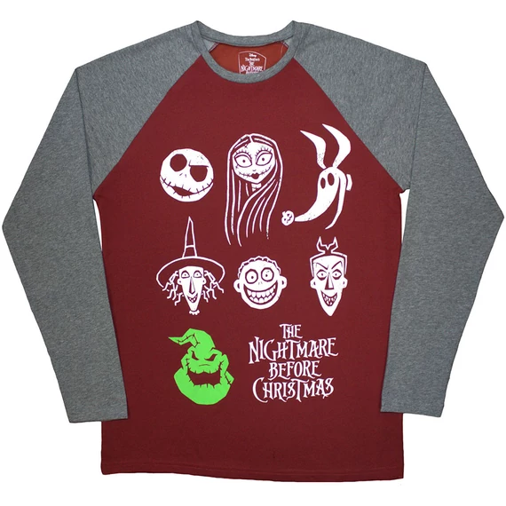 The Nightmare Before Christmas - Stacked Faces - Unisex Raglán Póló - TNBCRL73MMG
