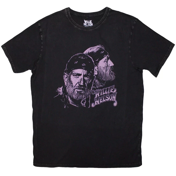 Willie Nelson - Purple Graphic - Unisex Kőmosott Póló - WNSTNW14MB