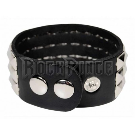 3 soros piramis szegecses patentos csuklószorító - FEKETE - FEHÉR -  3ROWWISBLWH