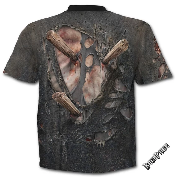 ZOMBIE WRAP - Allover T-Shirt Black - W028M105