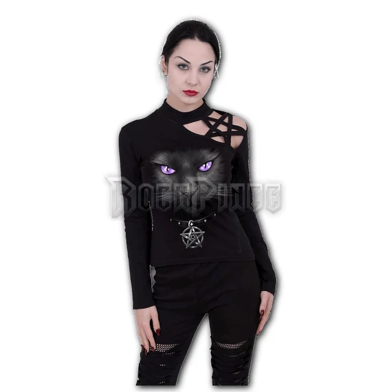 BLACK CAT - Pentagram Shoulder Longsleeve Top - D008F477