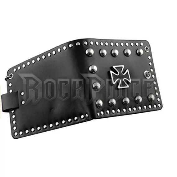 Black Iron Cross - szegecses pénztárca lánccal