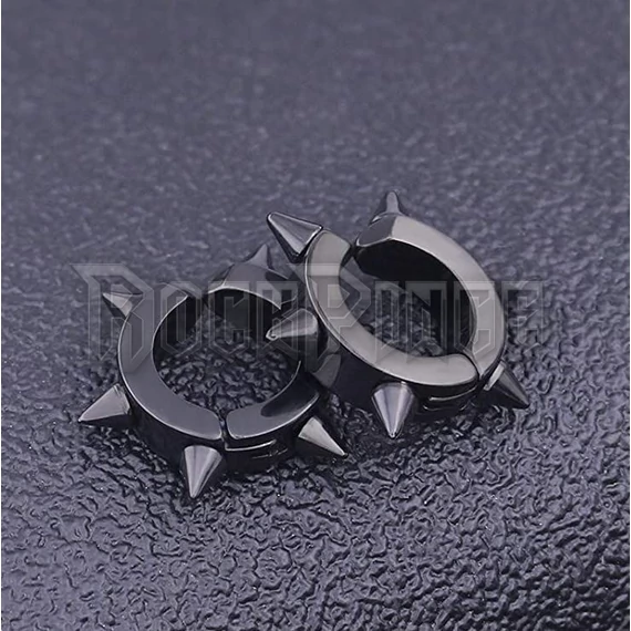 Black Spike Clip-On Hoop - fülbevaló /1 db
