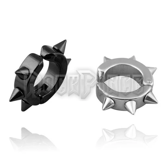Black Spike Clip-On Hoop - fülbevaló /1 db