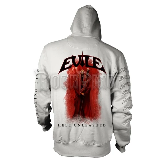 EVILE - HELL UNLEASHED (WHITE) - Cipzáras kapucnis pulóver - PH12547HSWZ