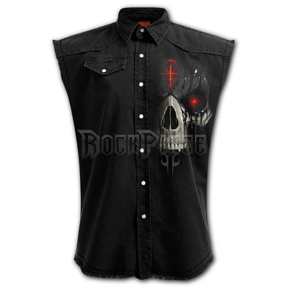 DARK DEATH - Sleeveless Stone Washed Worker Black - K095M602