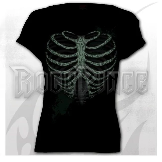 HEART RIBS - GLOW IN THE DARK - Boatneck Cap Sleeve Top Black - T211F744