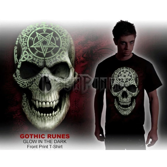 GOTHIC RUNES - GLOW IN THE DARK - Front Print T-Shirt Black - D111M121