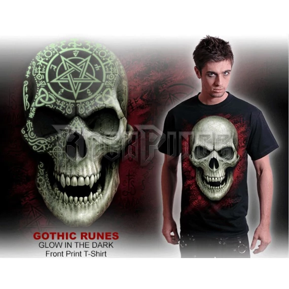 GOTHIC RUNES - GLOW IN THE DARK - Front Print T-Shirt Black - D111M121