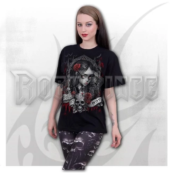 FULL OF WOE - Front Print T-Shirt Black - D112M121