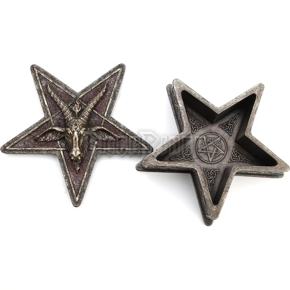 Baphomet Pentagram formájú bronz bevonatú gyanta csecsebecsedoboz  - 708-897