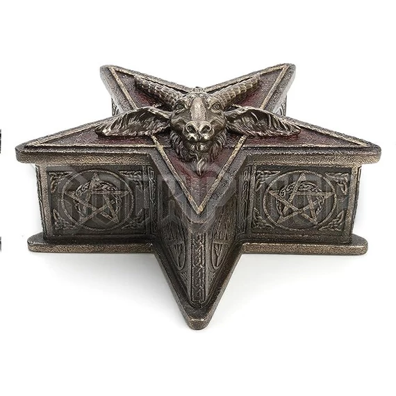 Baphomet Pentagram formájú bronz bevonatú gyanta csecsebecsedoboz  - 708-897