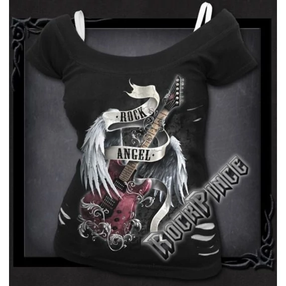 ROCK ANGEL - 2in1 White Ripped Top Black (Plain) - T091F710