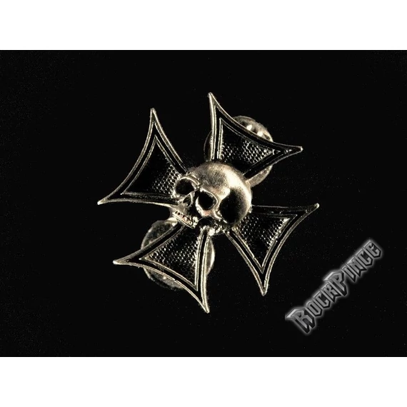 Koponya vaskereszt - kitűző / fémjelvény