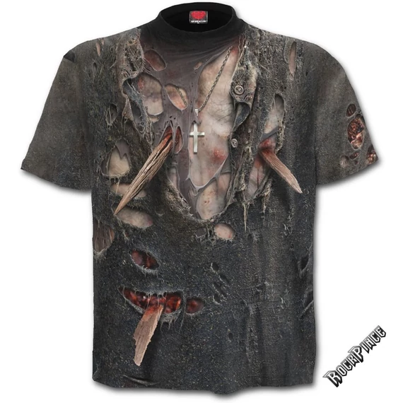 ZOMBIE WRAP - Allover T-Shirt Black - W028M105