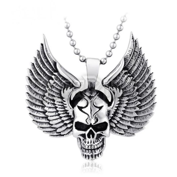 Winged Skull - acél medál