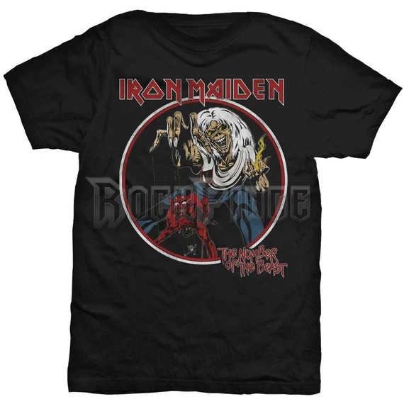 Iron Maiden - Number Of The Beast Vintage - Unisex Póló - IMTEE42MB