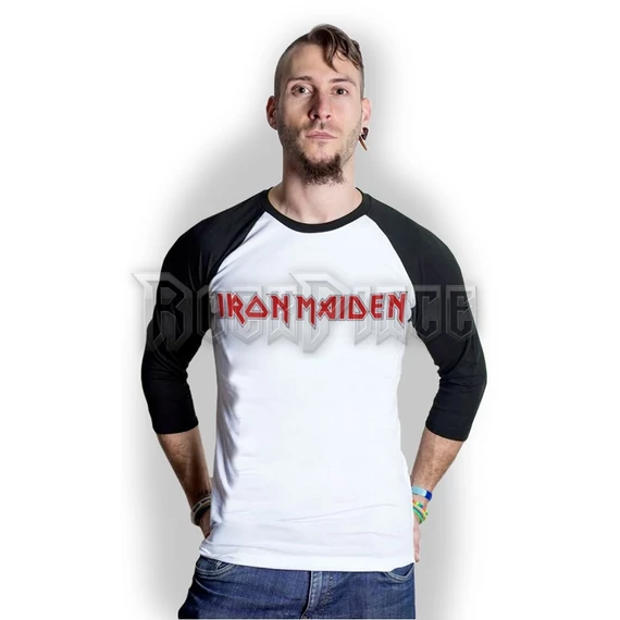 Iron Maiden - Logo - unisex raglán ujjú póló - IMRL03MW