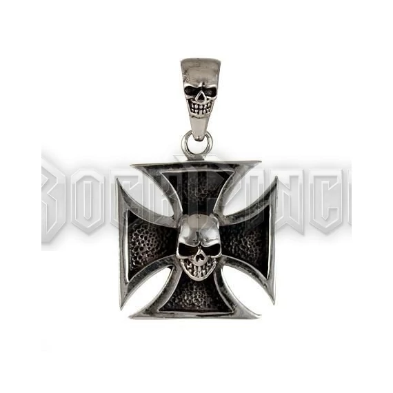 Knight Iron Cross Skull - acél medál