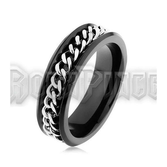 Embedded Chain Link Ring - acél gyűrű