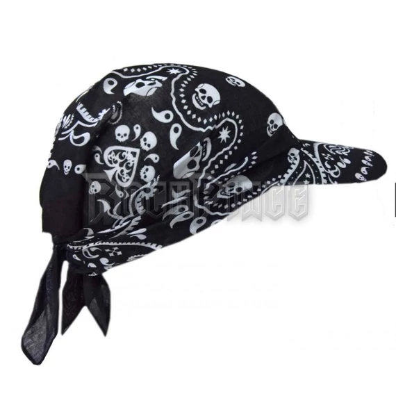 Bandana Sun Cap Black Skull Paisley Pattern - BCP017-12VE