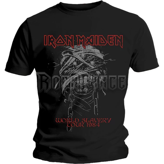 Iron Maiden - World Slavery 1984 Tour - Unisex Póló - IMTEE90MB