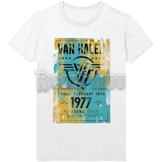 Van Halen - Pasadena '77 - Unisex Póló - VHTS02MW