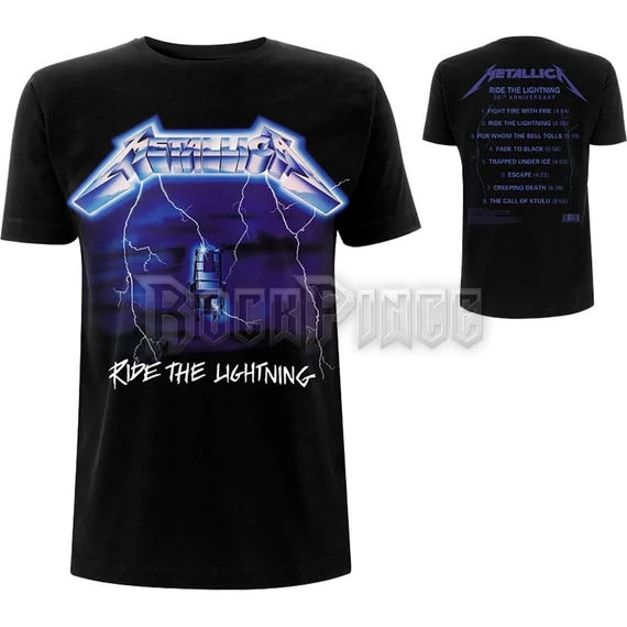 Metallica - Ride The Lightning Tracks - unisex póló - METTS03MB / RTMTL(NEW)TSBRID