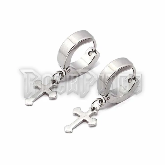 Thick Hoop with Gothic Cross - fülbevaló /1 db