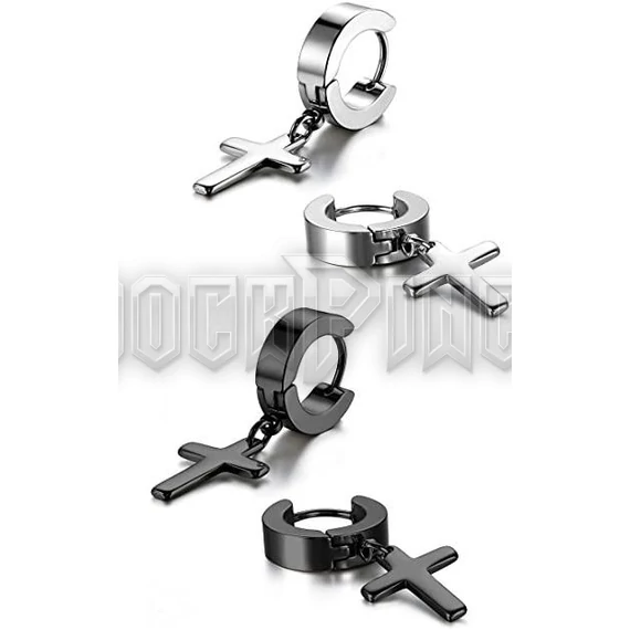 Thick Hoop with Cross - fülbevaló /1 db