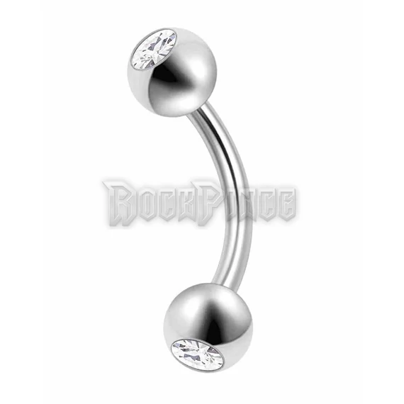 Steel banana with gem ball - piercing / SILVER