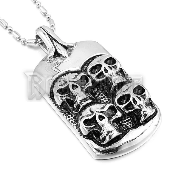 Four Skulls Dog Tag - acél medál