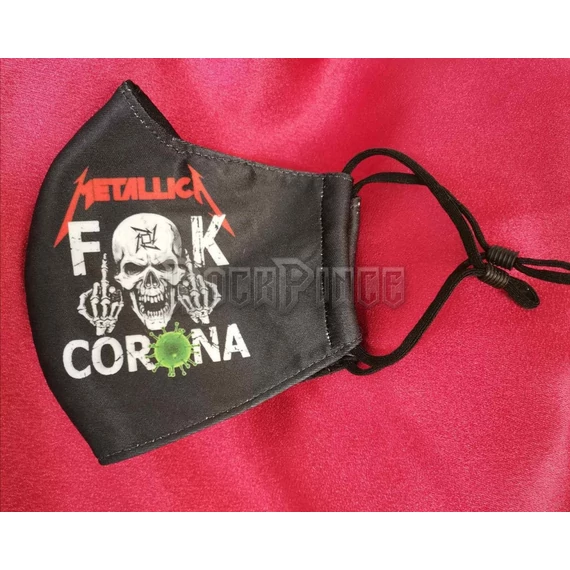 METALLICA  - Fuck corona - ÁLLÍTHATÓ MÉRETŰ FEKETE MASZK