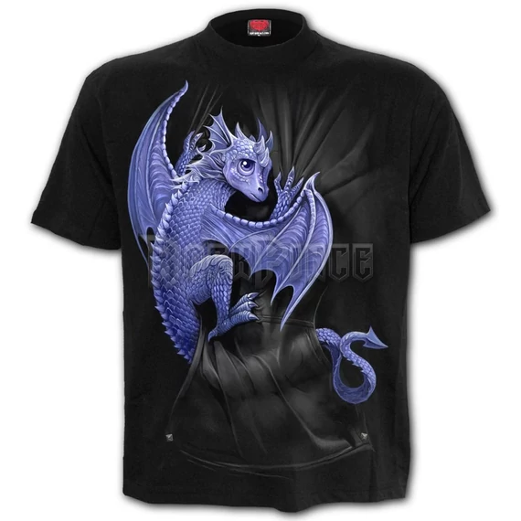 POCKET DRAGON - Front Print T-Shirt Black - F059M121