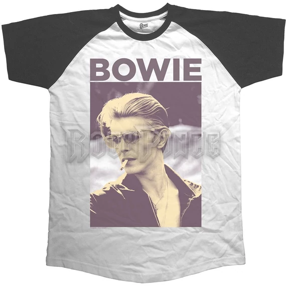 DAVID BOWIE - SMOKING - unisex raglán ujjú póló - BOWSSRAG01MB