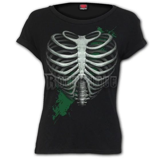 HEART RIBS - GLOW IN THE DARK - Boatneck Cap Sleeve Top Black - T211F744