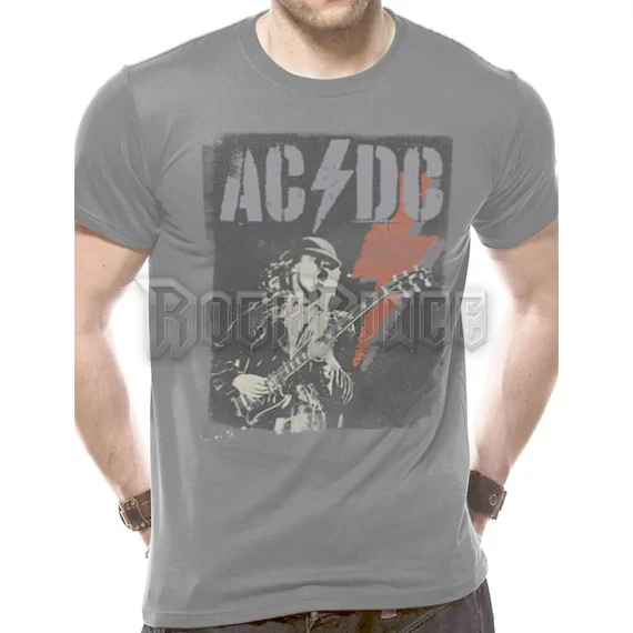 AC/DC - ANGUS YOUNG - OFFICIAL MENS GREY - UNISEX PÓLÓ