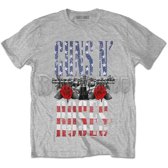 GUNS N' ROSES - US FLAG IN LOGO - unisex póló - GNRTS131MG