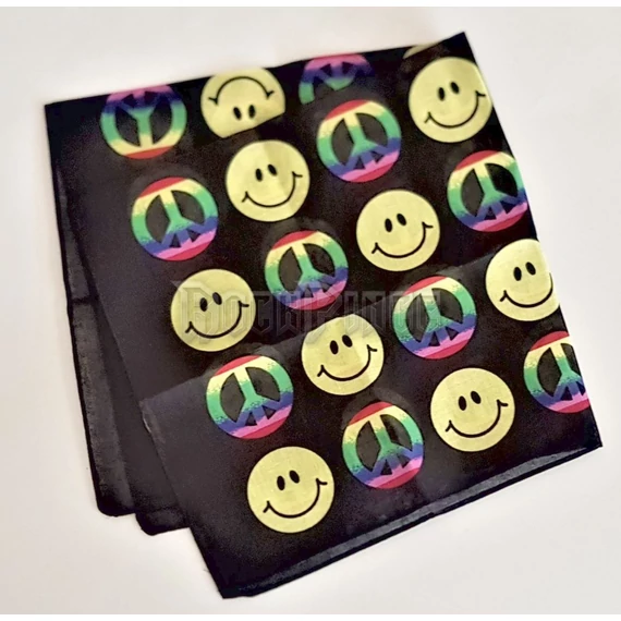 Peace Sign & Smiley Face bandana - kendő/bandana