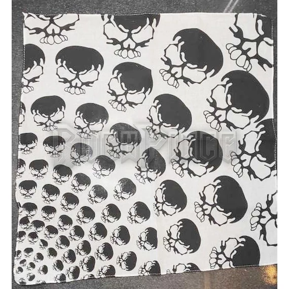 BLACK  WHITE SKULLS BANDANA - kendő/bandana
