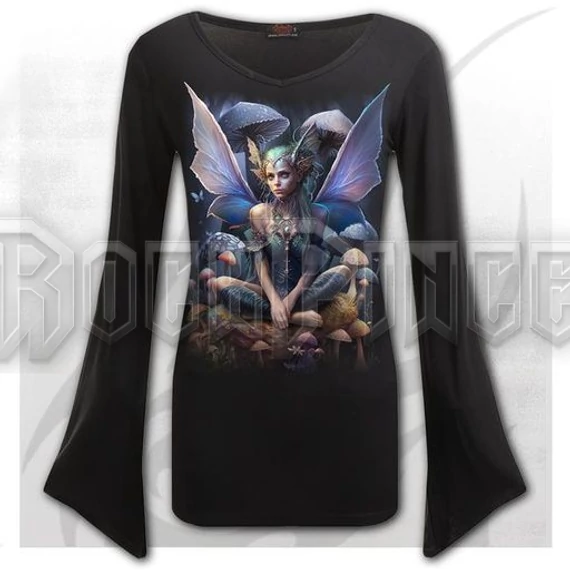 MAGICAL - V Neck Goth Sleeve Top Black - L064F436