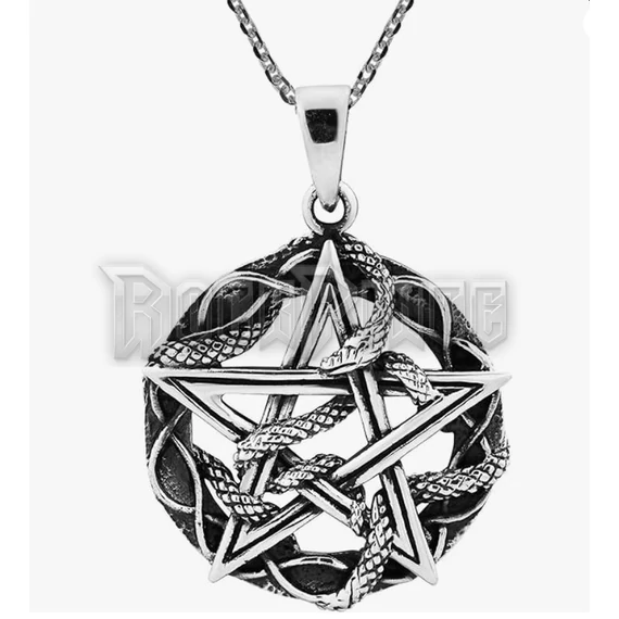 Pentagram with Coiled Snakes - acél medál