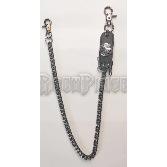 Gun Metal Sde Chain With Indian Head - PÉNZTÁRCALANC