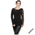 GOTHIC ELEGANCE - Lace One Shoulder Top Black (Plain) - P001F439