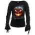 CARVING DEATH - Laceup Sleeve Top Black (Plain) - T197F412