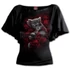 BED OF ROSES - Boat Neck Bat Sleeve Top Black - F060F719