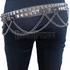 Pyramid Studded Leather Belt 2 Row With Chains - BŐR ÖV - LDG256